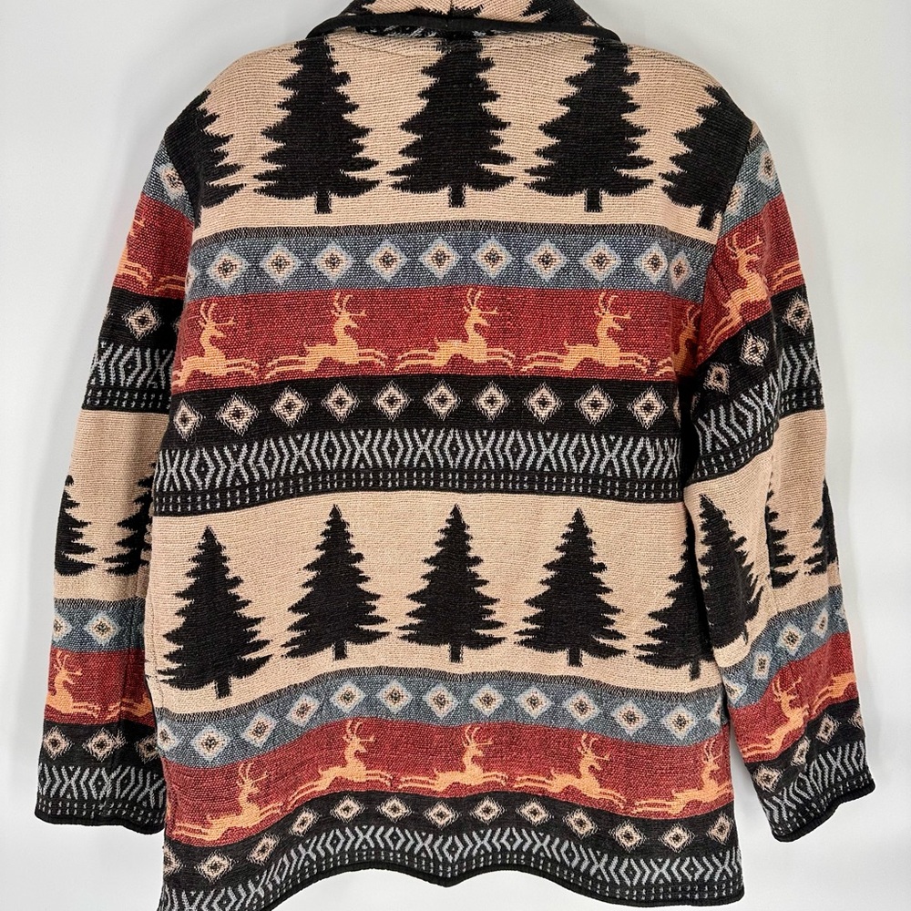 Flashback Womens Tapestry Jacket Southwest Aztec Pattern One Button Bears Size M - Picture 2 of 4